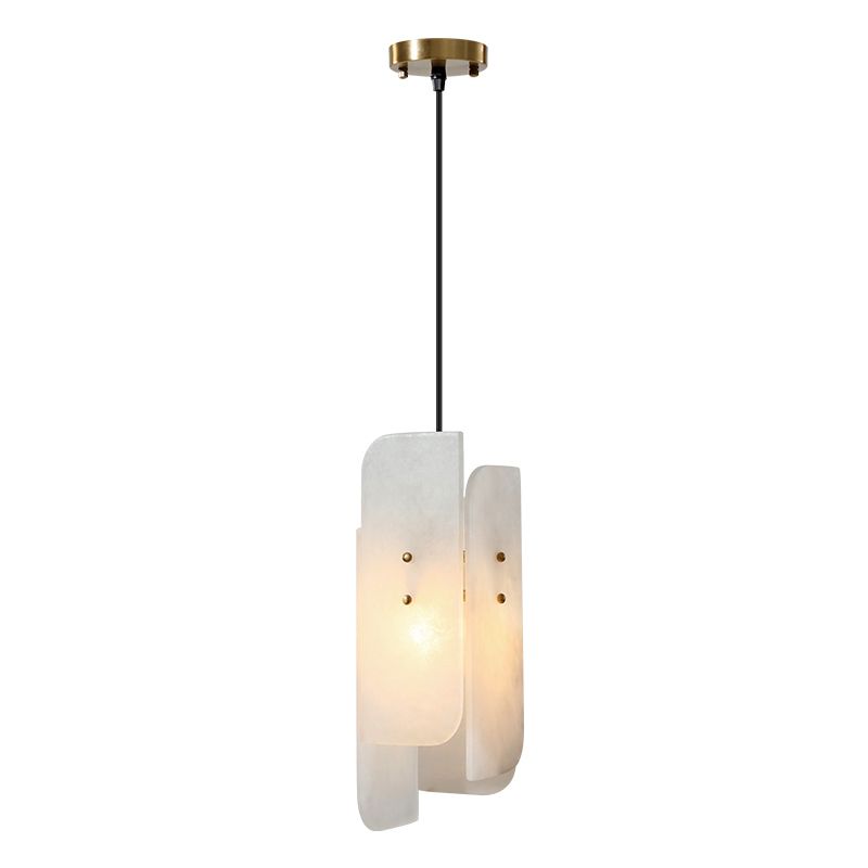 Rectangular Pendant Lamp Fixture Simplicity Single-Bulb White Suspension Lighting