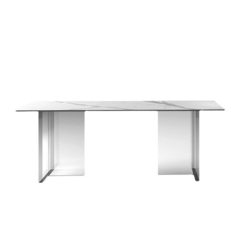 Rectangle Stone Top Dining Table Modern Transparent Acrylic Base Dining Table