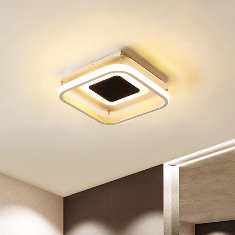 Square Acrylic Ceiling Light Modernism Black LED Flush Mount Light Fixture in Warm/White Light/Remote Control Stepless Dimming