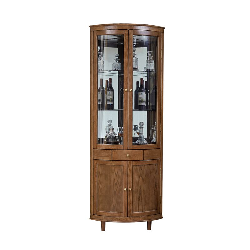 Contemporary Display Stand Ash Glass Doors Buffet Cabinet with Doors for Living Room