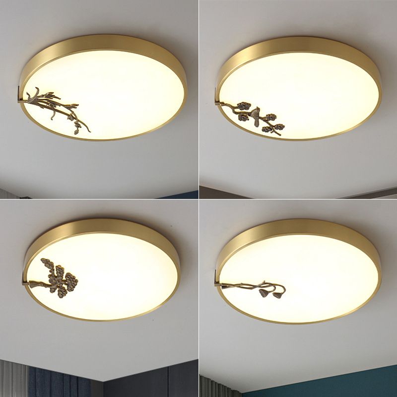 1-Light Drum Flush Mount Modern Metal Flush Light for Bedroom