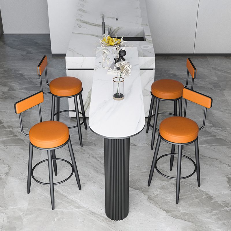 Industrial Iron Bar Dining Table with Stone Top Indoor Bistro Table Fixed Table