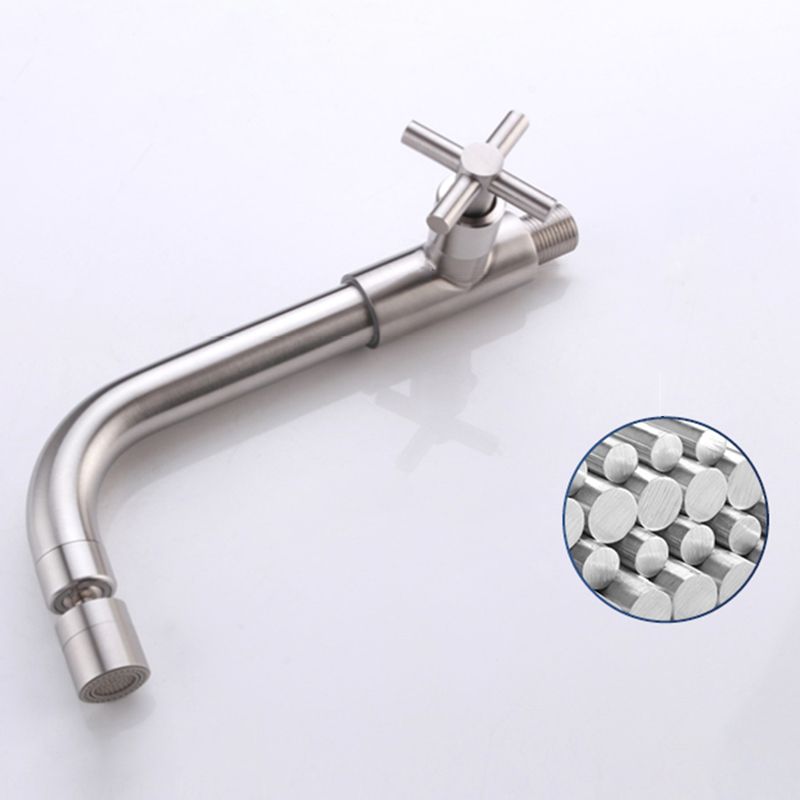 Contemporary Wall Mounted Bathroom Faucet Cross Handles Stainless Steel Faucet