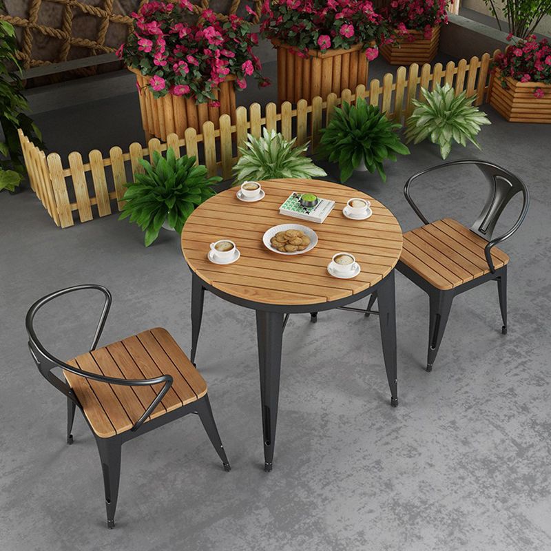 Modern Waterproof Wood Courtyard Table Geometric Outdoor Table