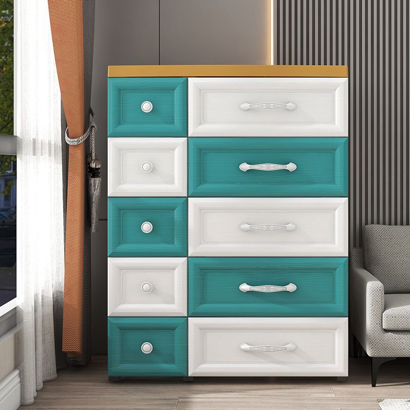 Modern Kids Nightstand Plastic 10 Drawers Baby Dresser for Bedroom