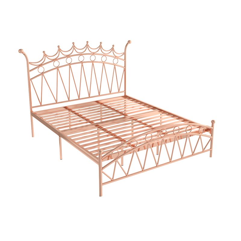 Contemporary Metal Crown High Bed Frame Open-Frame Wire-Grid Bed