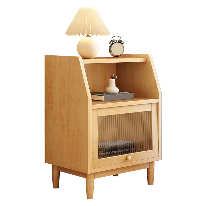 Contemporary Accent Table Nightstand Open Storage Nightstand