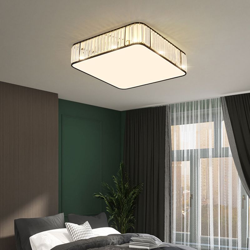 3/4-Light Golden/Black Flush Mount Lighting Crystal LED Ceiling Light for Bedroom