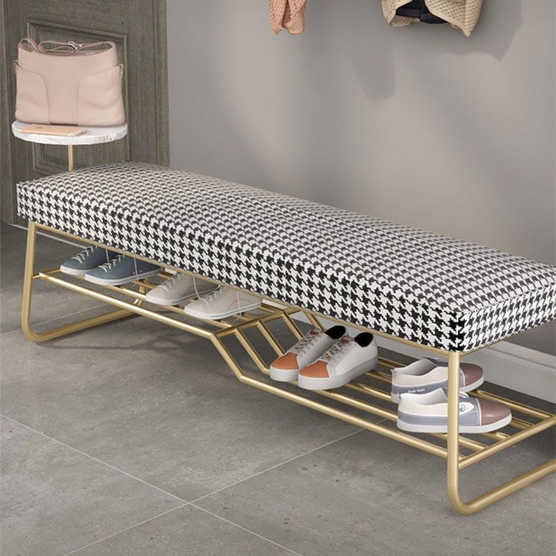 Glam Rectangle Seating Bench Cushioned Shoe Storage Entryway and Bedroom Bench