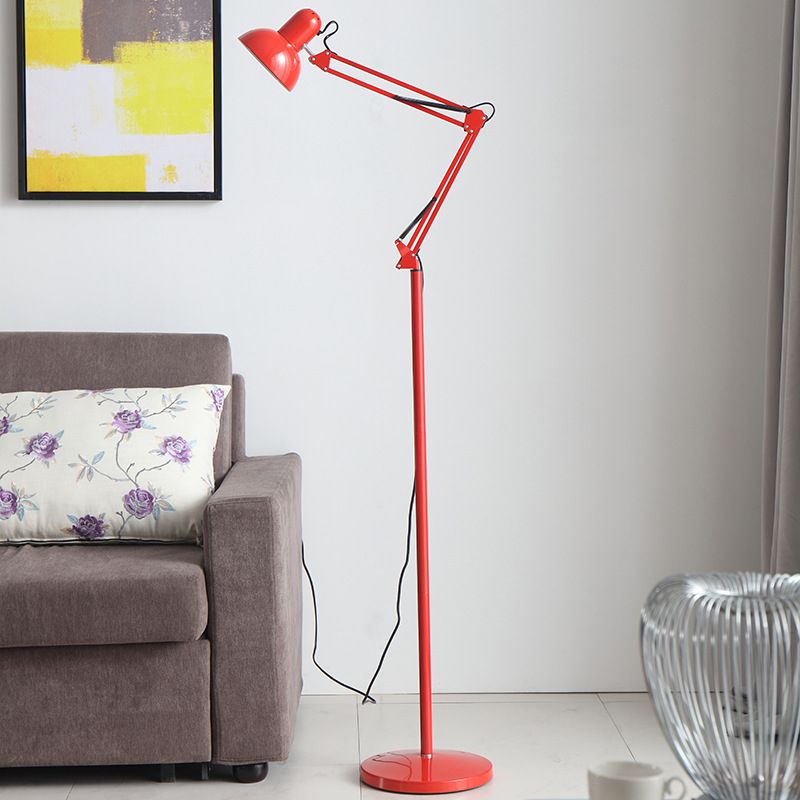 Macaron Bowl Shade Floor Lamp Metallic 1 Bulb Studio Task Lamp with Swing Arm