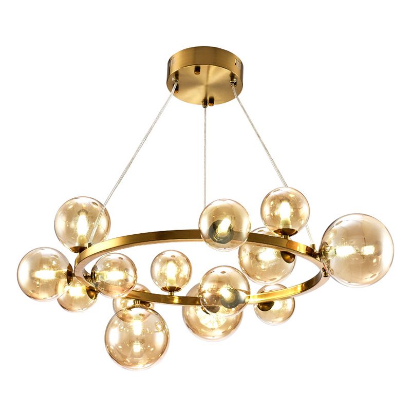 Ultra-modern Globe-Shaped Hanging Chandelier Glass Suspension Lighting with Hanging Cord for Living Room