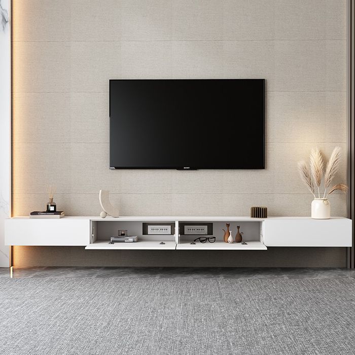 Floating TV Stand in White Contemporary TV Stand for Living Room