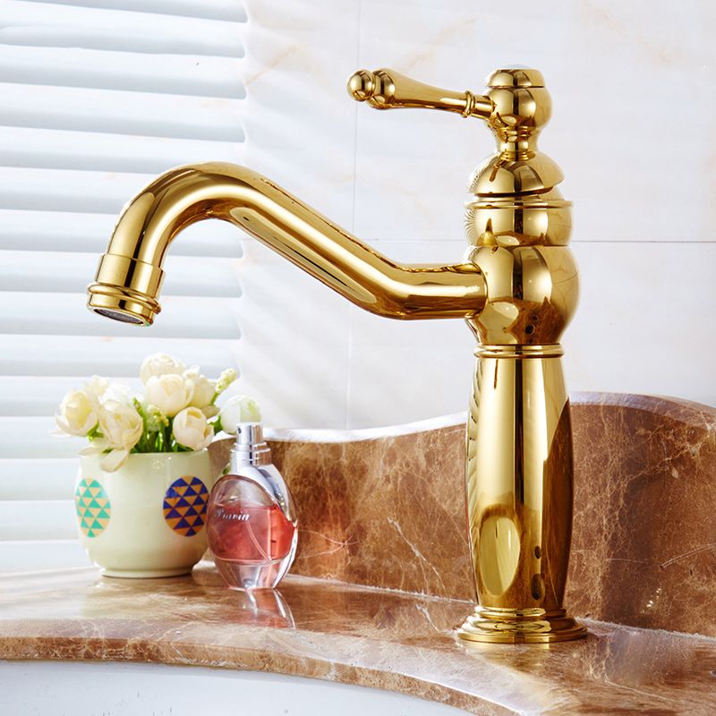 Glam Vessel Faucet Swivel Spout Lever Handle Bathroom Vessel Faucet