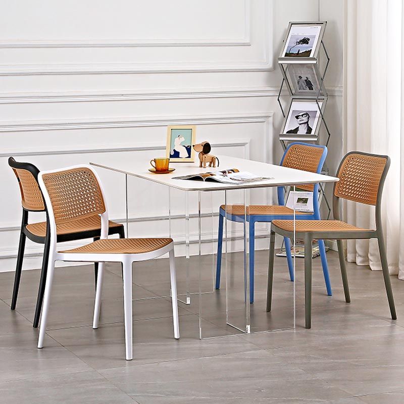 Modern Plastic Side Chair Open Back Dining Chair with 4 Legs