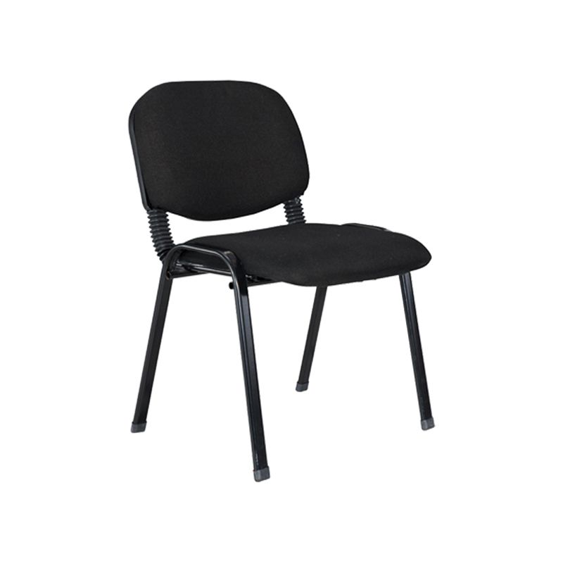 Black Metal Base Conference Chair Contemporary Low Back Armless Chair