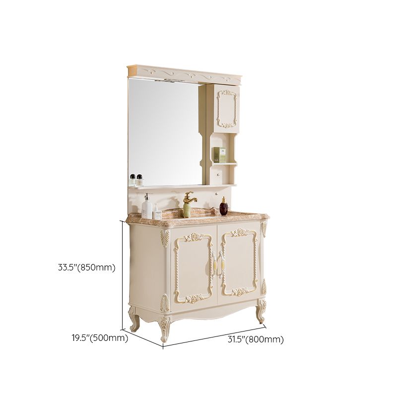 Mirror Vanity White 2 Doors Freestanding PVC Frame Oval Single Sink Bathroom Vanity
