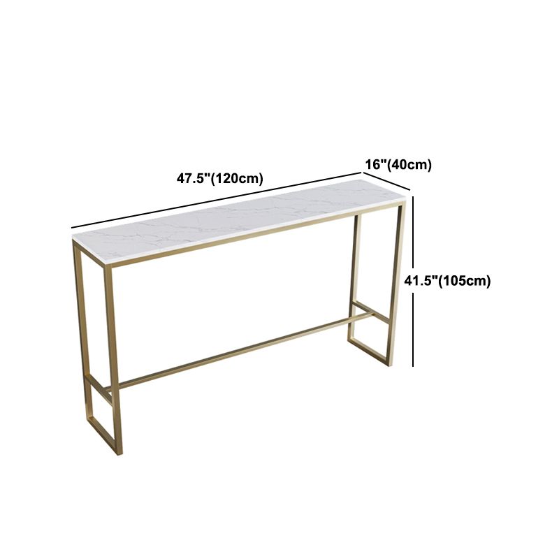 Stone Bar Dining Table Glam Rectangle Bar Table with Trestle Pedestal for Dining Room