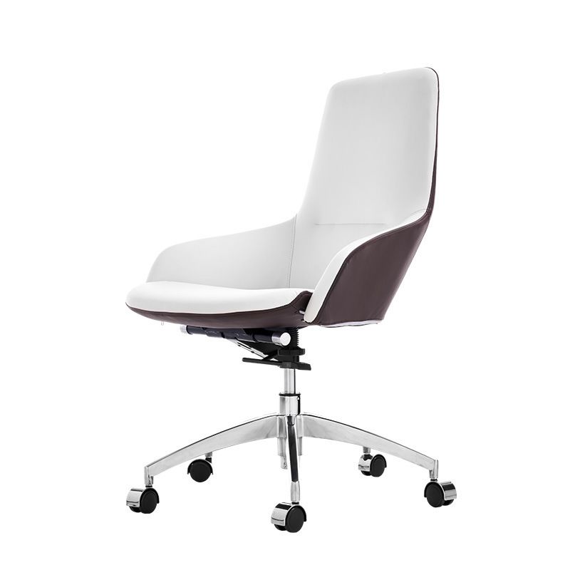 Faux Leather Office Chair Contemporary Nylon Desk Chair in White