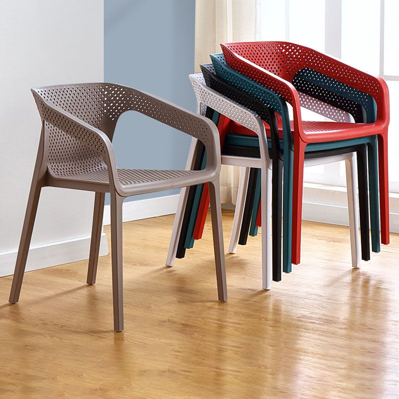 Contemporary Stackable Chairs Dining Kitchen Arm Chairs with Plastic Legs