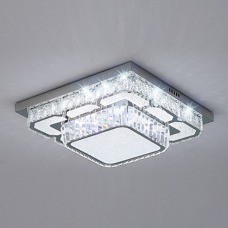 Modern Simple Style Ceiling Lamp Stainless Steel Crystal LED Flush Mount for Living Room