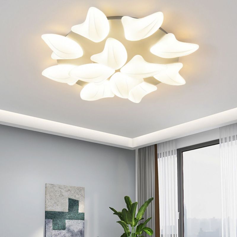 LED Modern Metal Flush Mount Multi-light Ceiling Light with Plastic Shade for Living Room