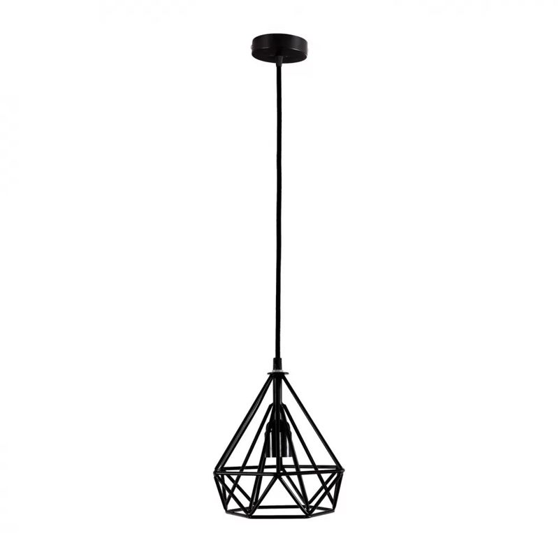 Diamond Restaurant Pendant Lighting Retro Iron 1 Head Black Ceiling Suspension Lamp