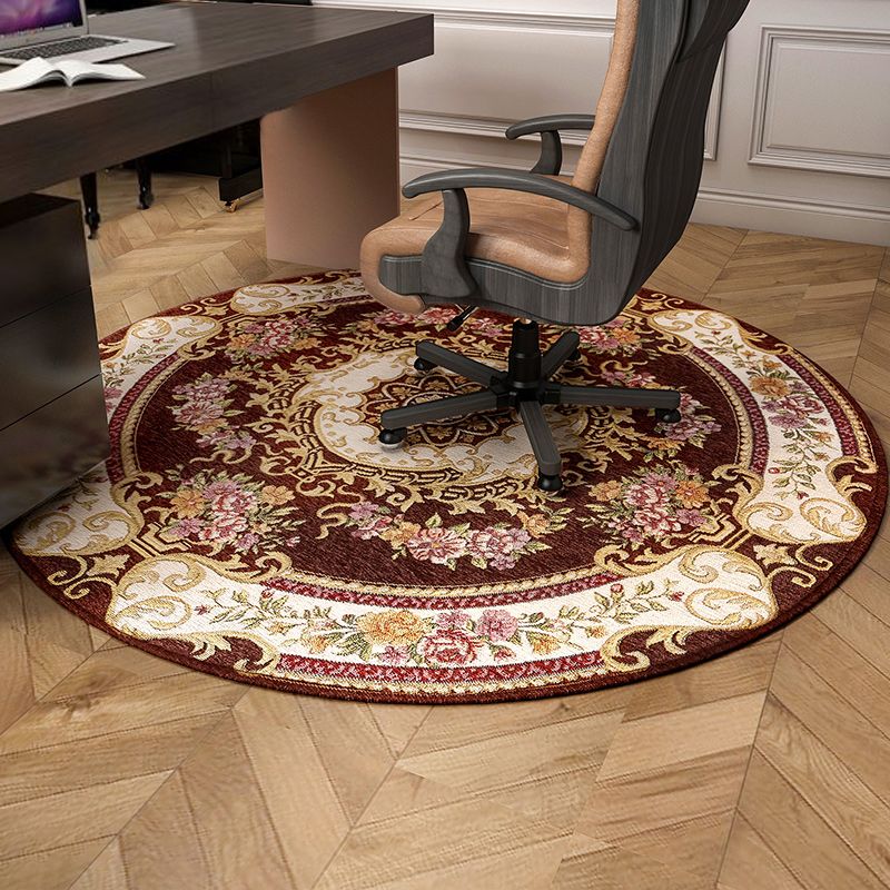 Vintage Floral Pattern Rug Multi-Colored Polyster Indoor Rug Non-Slip Backing Machine Washable Easy Care Carpet for Room