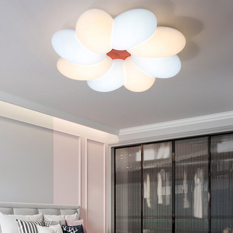 LED Modern Metal Flush Mount Flower Shape Ceiling Light with Acrylic Shade for Bedroom