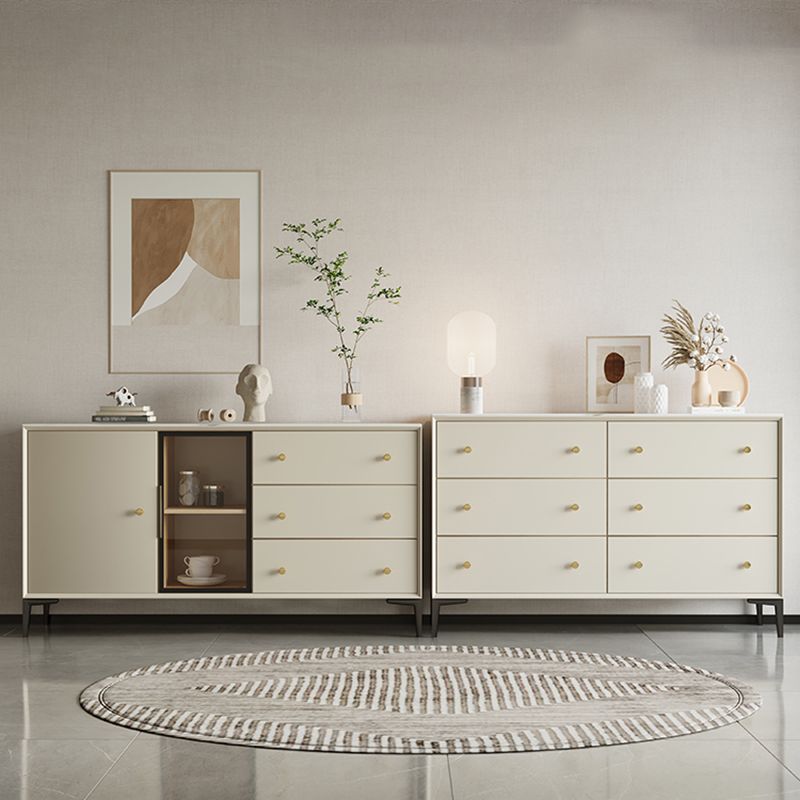 Simple Style Cupboard White Wood Frame Dining Sideboard for Living Room