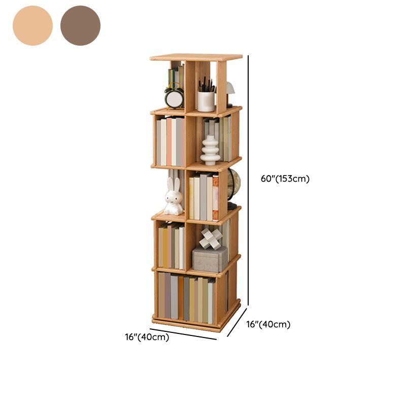 Industrial Open Back Standard Kids Bookcase Wood Bookshelf in Rubberwood