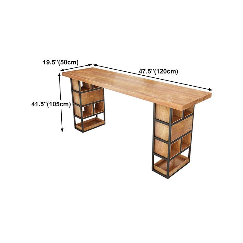 Rectangle Bar Dining Table Contemporary Wood Top Bar Table with Sled Base