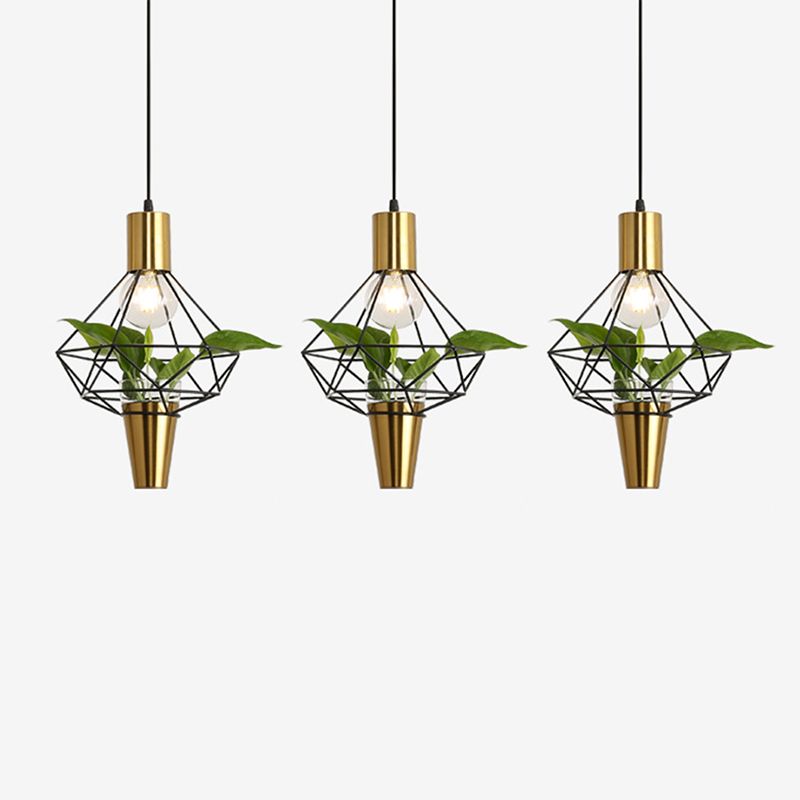 Plafonnage en métal Light Light Loft Loft Gold Gen Geometric Dinning Room Hanging Lightture