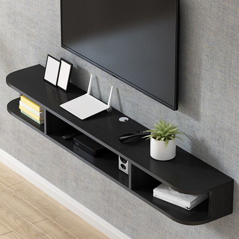 Modern Wood TV Stand Console Wall-mounted TV Media Stand with Shelves for Living Room