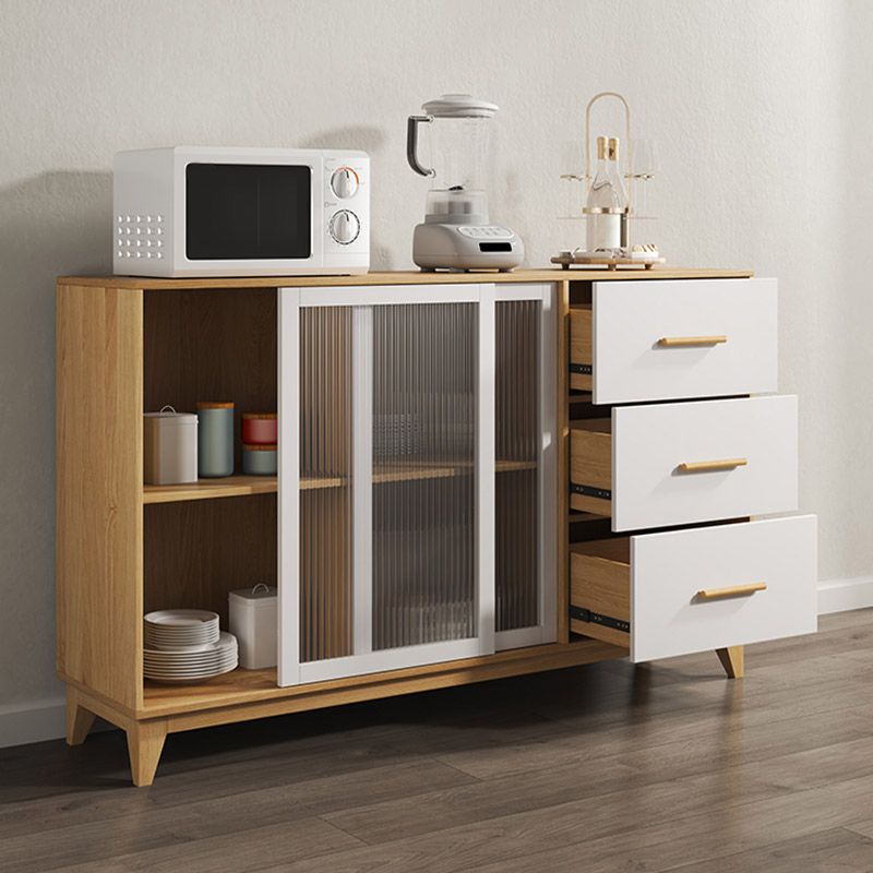 Modern Style Sideboard Engineered Wood Sideboard with Glass Door