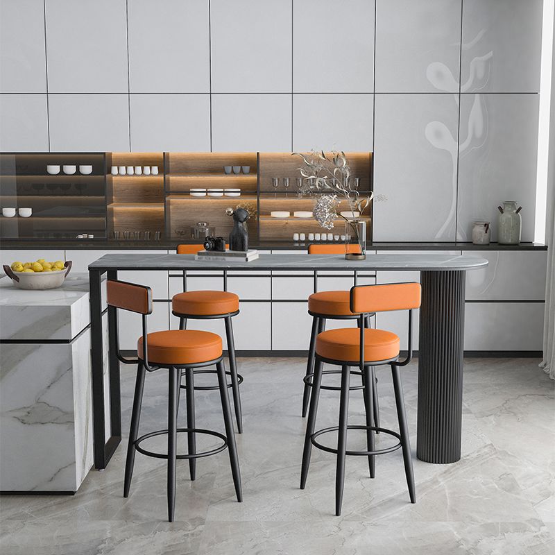 Industrial Iron Bar Dining Table with Stone Top Indoor Bistro Table Fixed Table