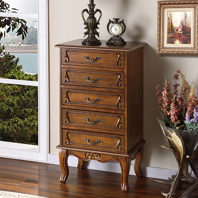 American Traditional Wood Lingerie Chest Brown Bedroom Vertical Dresser