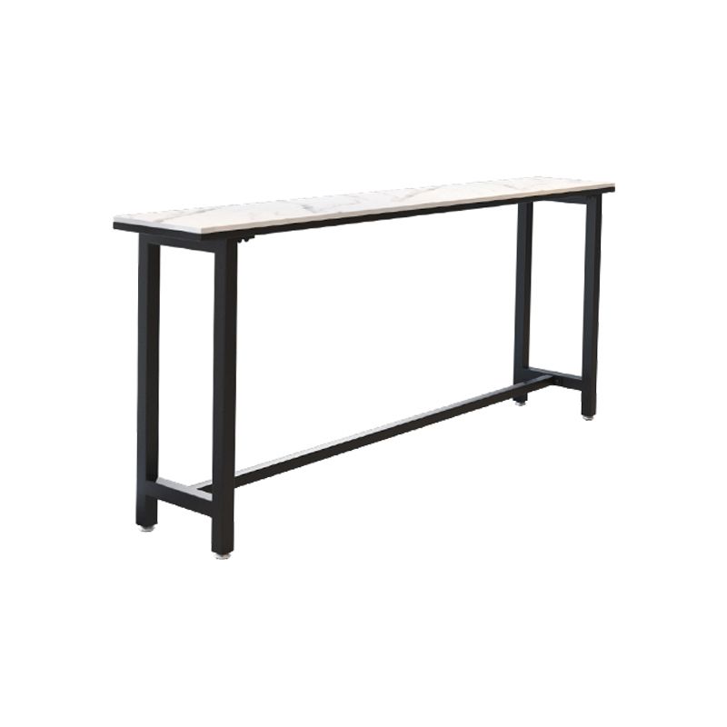 Modern White and Black Bistro Table Rectangle Footrest Cocktail Bar Table