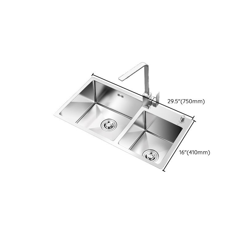 Kitchen Double Sink Stainless Steel Modern Style Drop-In Kitchen Sink