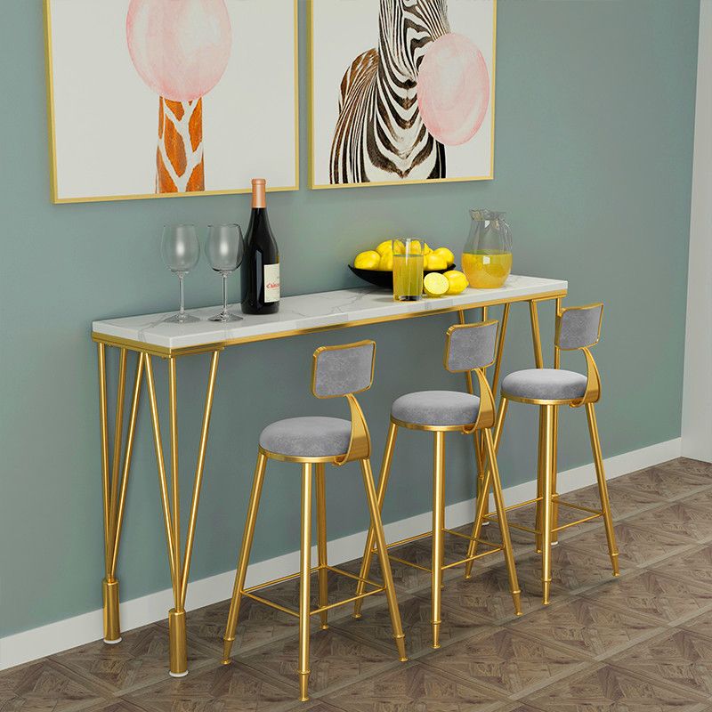 Glam Style Bar Table 42-inch Height Gold 4 Legs Bistro Table for Living Room