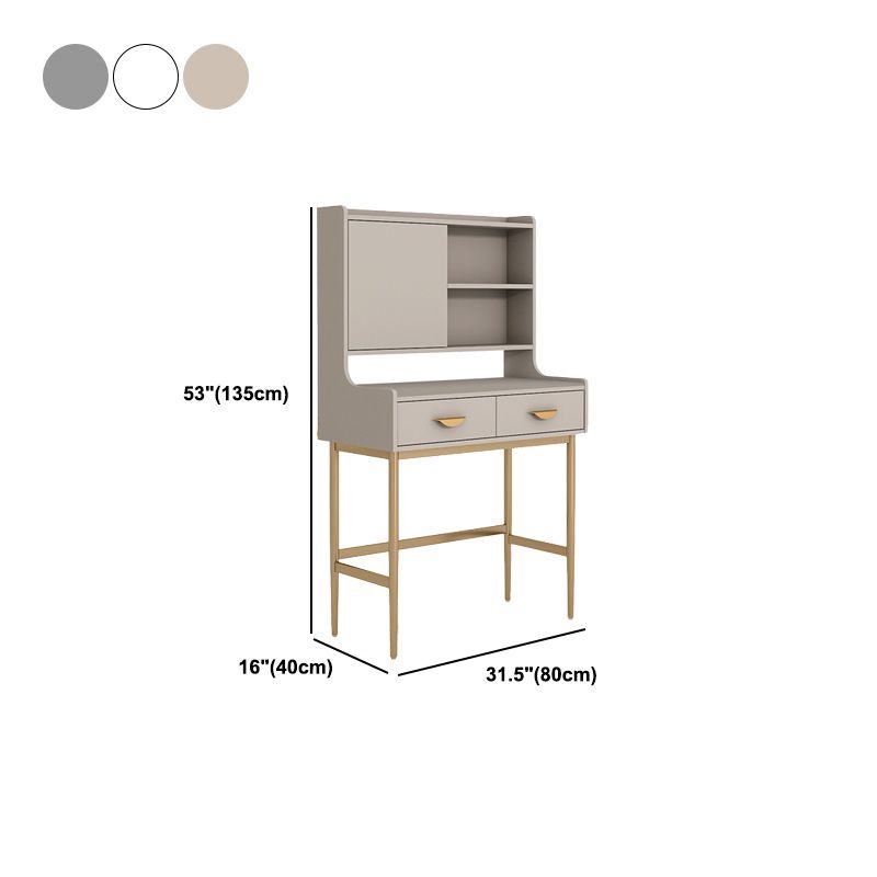 Glam Metal and Wood Makeup Vanity Desk White/Grey Makeup Vanity Desk Table