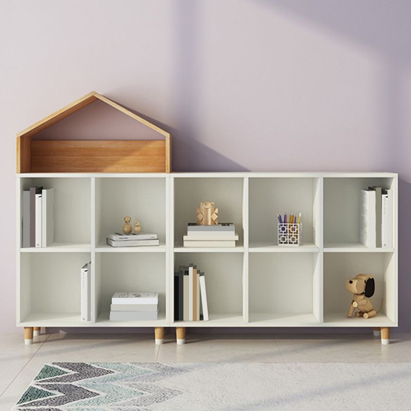 Industrial Closed Back Cubby Storage Bookcase Wood Bookshelf in Beech