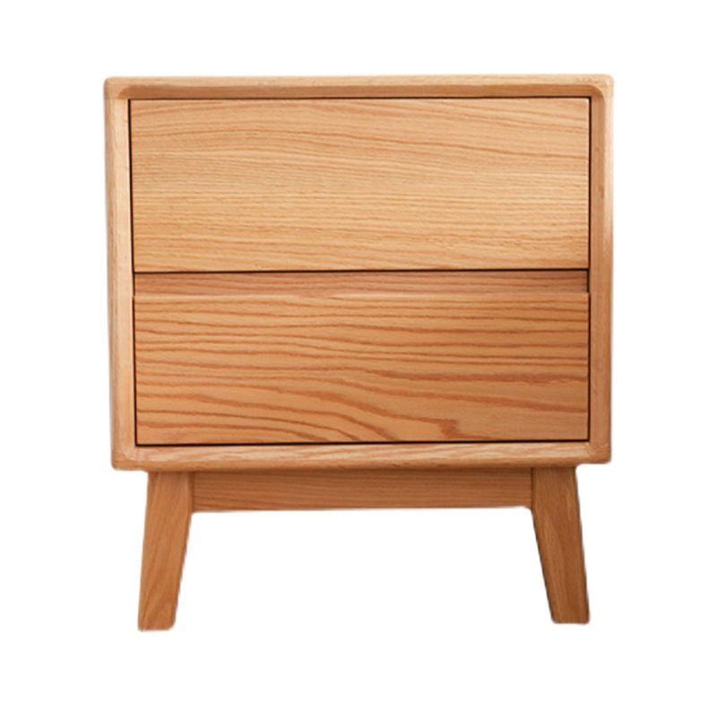 2-Drawer Standard Nightstand in Natural Solid Wood Kids Bedside Table