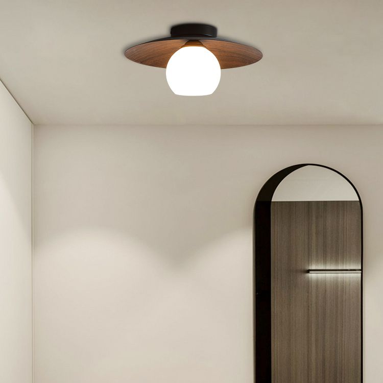 Metal and Glass Flush Mount Modernism White Shade Ceiling Mount Lighting