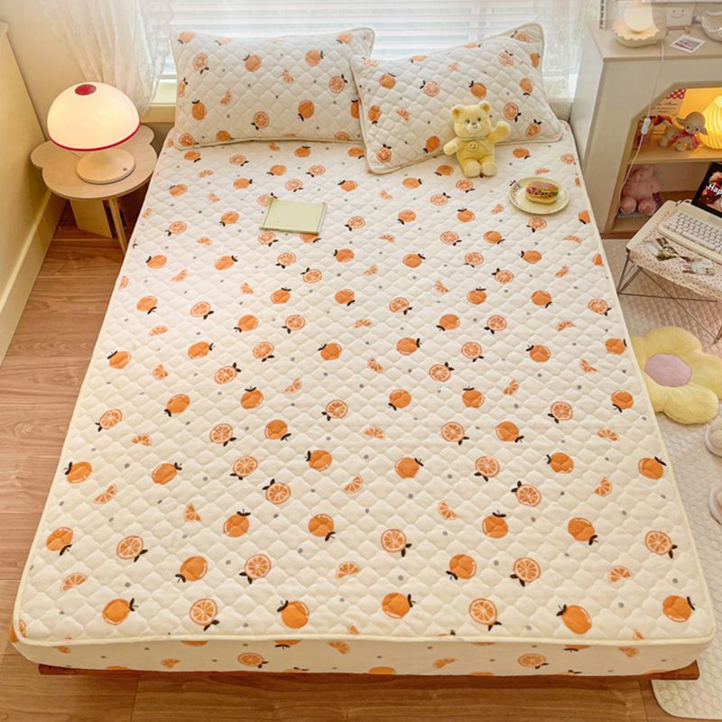 Fancy Fitted Sheet Orange Pattern Fade Resistant Non-Pilling Flannel Fitted Sheet