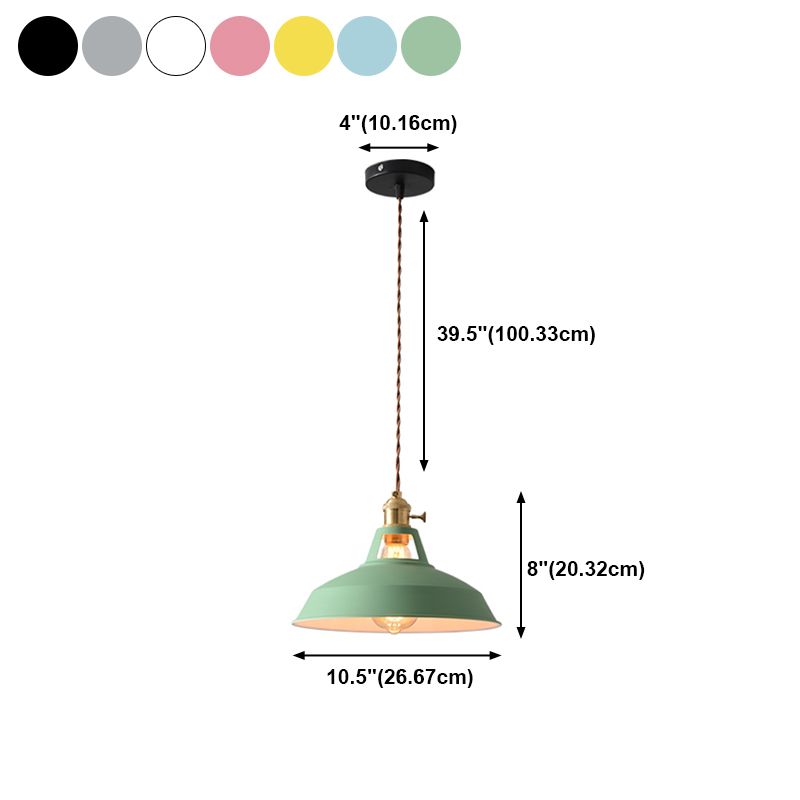 1-Light Hanging Light Fixture Macaron Simple Pendant Lamp With Iron Shade