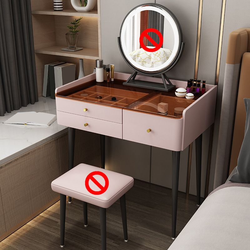 Modern Solid Wood Vanity Makeup Table Glass Top Vanity Table with Stool