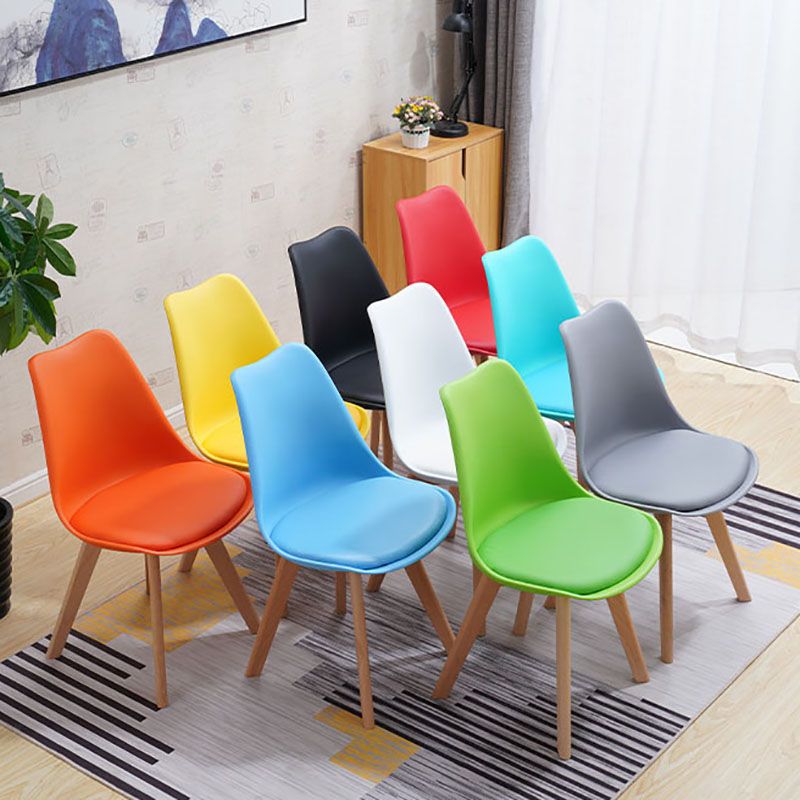 Contemporary Style Kitchen Chairs Dining Armless Side Chair with Wooden Legs