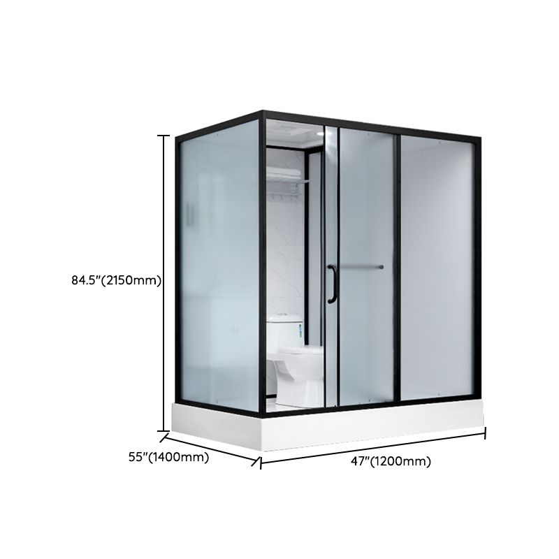 Single Sliding Shower Stall Rectangle Shower Stall with Rain Shower and Light