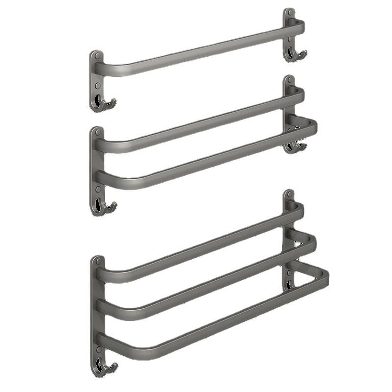 2-Piece Modern Bath Hardware Set in Aluminum Matte Gray Towel Bar