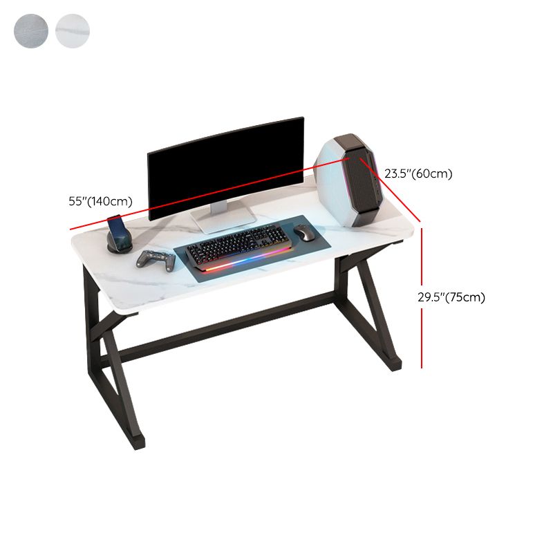 Modern Stone Computer Desk 29.53-inch Tall Gaming Desk with Iron Legs